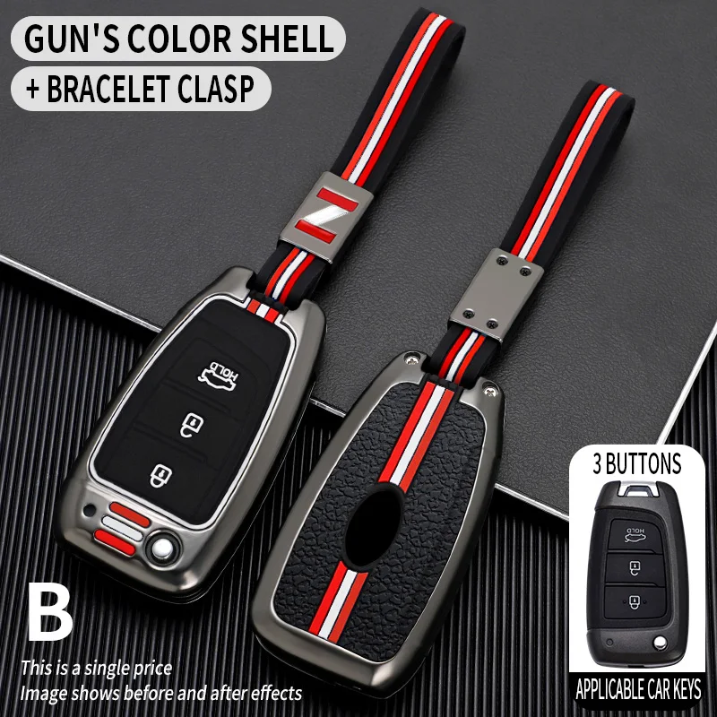 

Металлический чехол для автомобильного ключа, оболочка для Hyundai Accent Elantra Kona Santa Fe Veloster Solaris Verna 2018-2020-2022 для Tucson