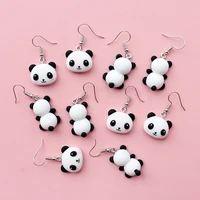 fashion creative lovely three dimensional simulation cartoon animal panda pendant earrings for women jewelry accessories gifts
