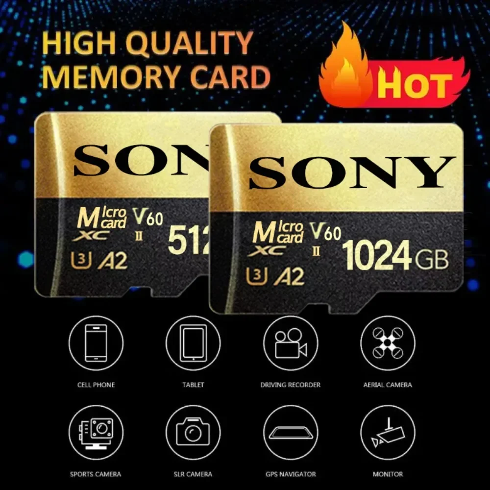 Новая оригинальная карта SONY Micro SD 2TB 1TB Высокоскоростная памяти 512GB 128GB Class TF Card для