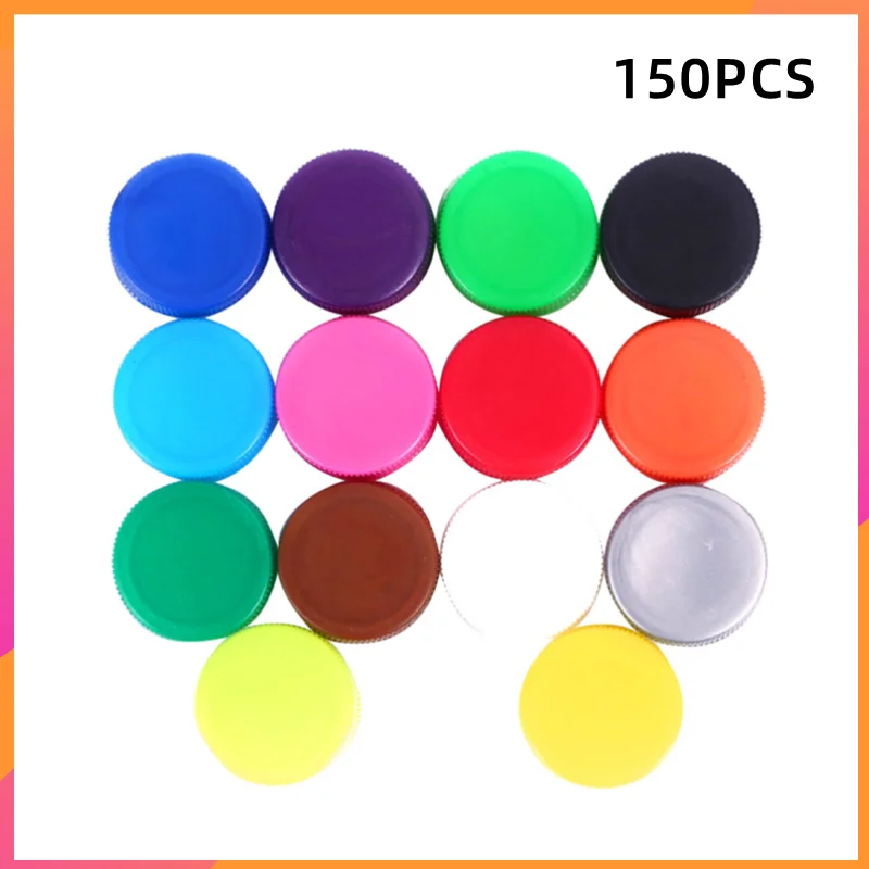 

150pcs Colorful Bottle Cover Kids DIY Bottle Caps Bottle Lids Handcraft Material for party Kindergarten DIY Craft Art Projects