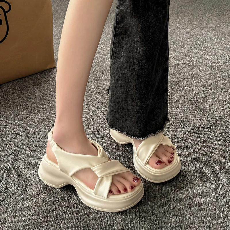 Summer New Platform Women's Sandals Fashion Open Toe Thick Sole Slope Heels Women's Elegant Sandals
