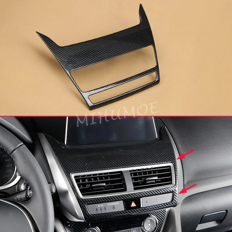 

Для Mitsubishi Eclipse Cross 2018-2021 ABS углеродное волокно приборная панель мультимедийная панель крышка накладки накладка