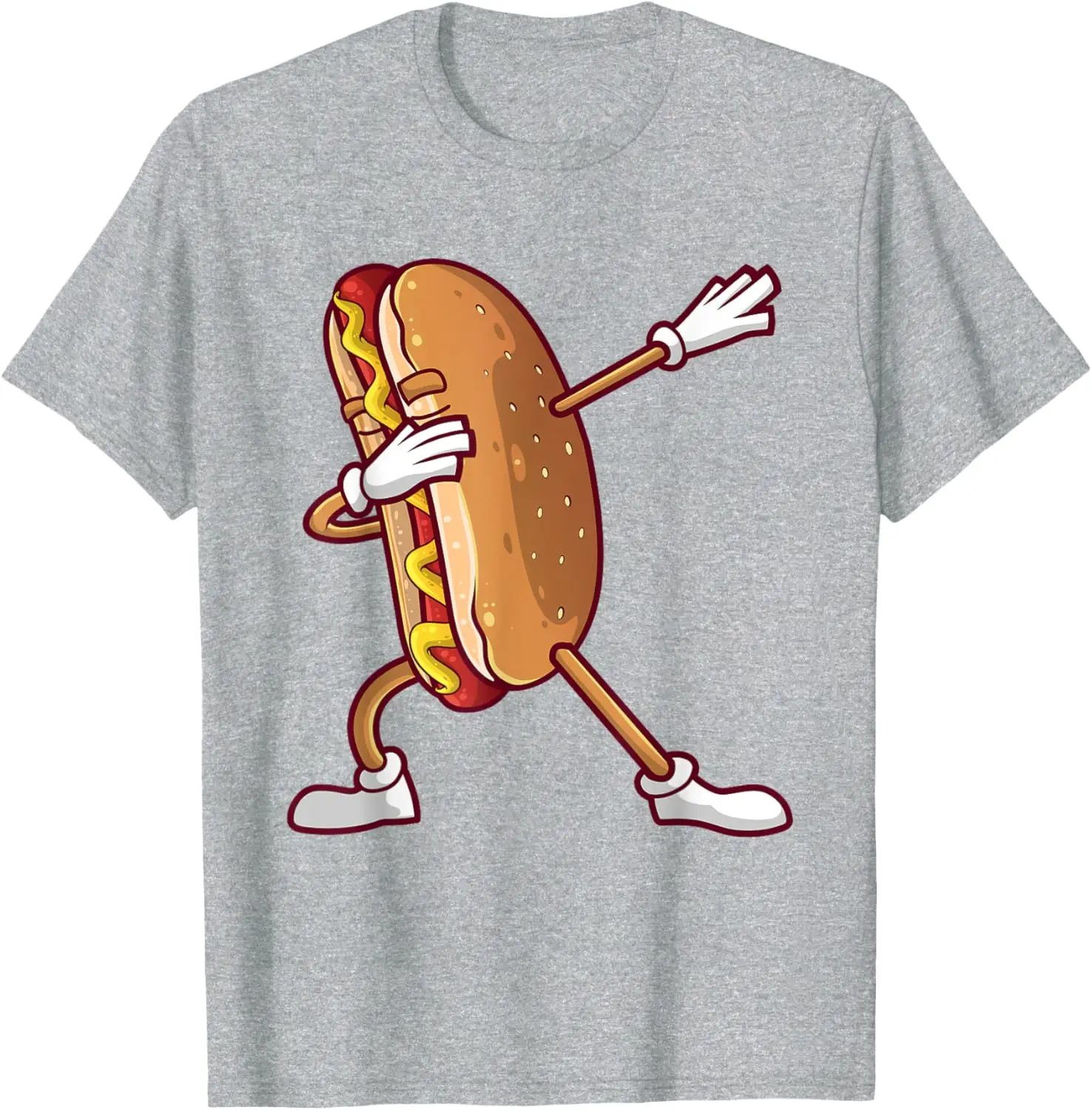 Милая забавная футболка с размазанным хот-догом для мужчин и женщин танцующая
