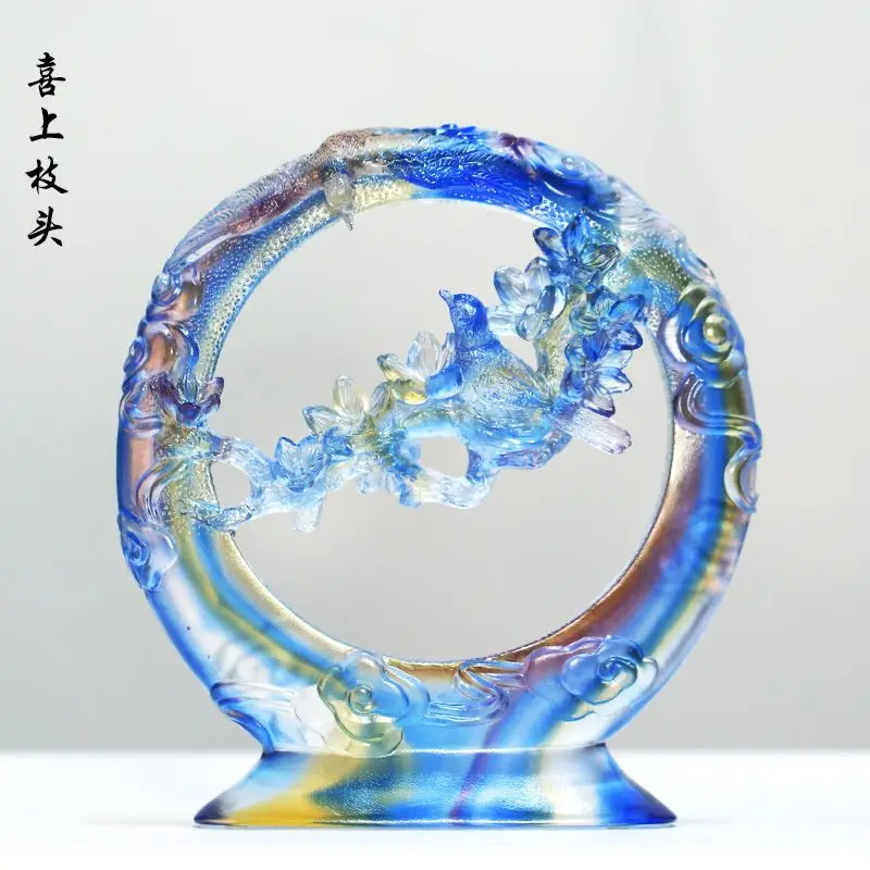 Стеклянная сорока xi на ветках благословение украшение гостиной крыльцо стола