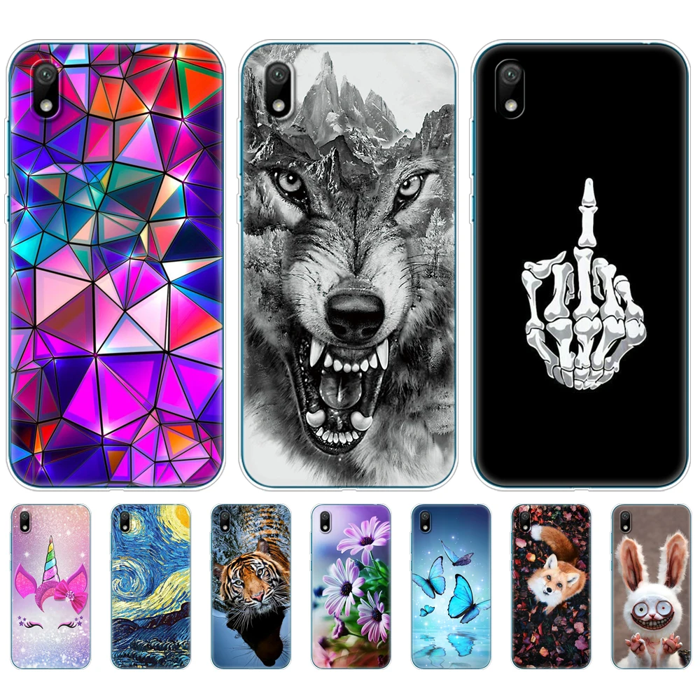 For Huawei y5 2019 Case bumper Silicone TPU back Cover Soft Phone case For Huawei Y5 2019  coque bumper 5.71 inch flower marble