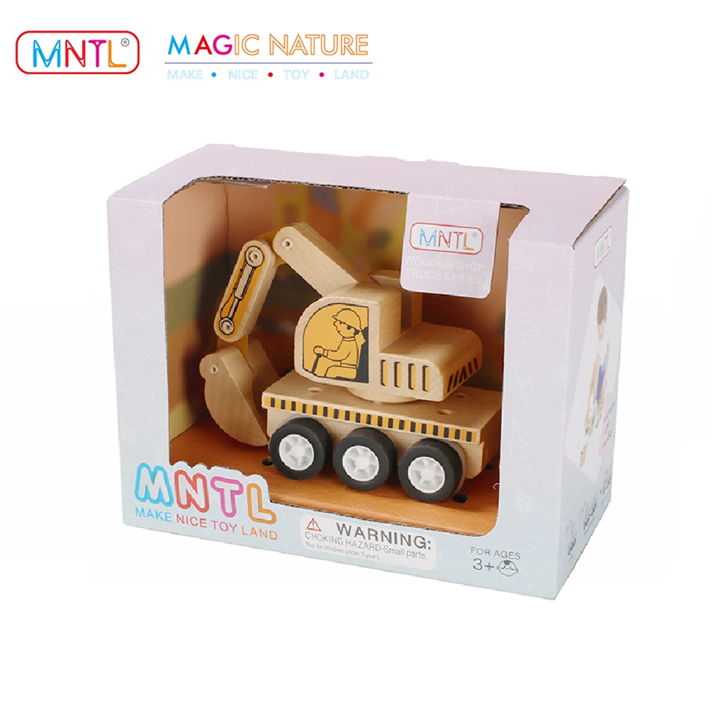 Деревянный экскаватор MNTL Обучающие игрушки грузовик автомобиль мальчик дети