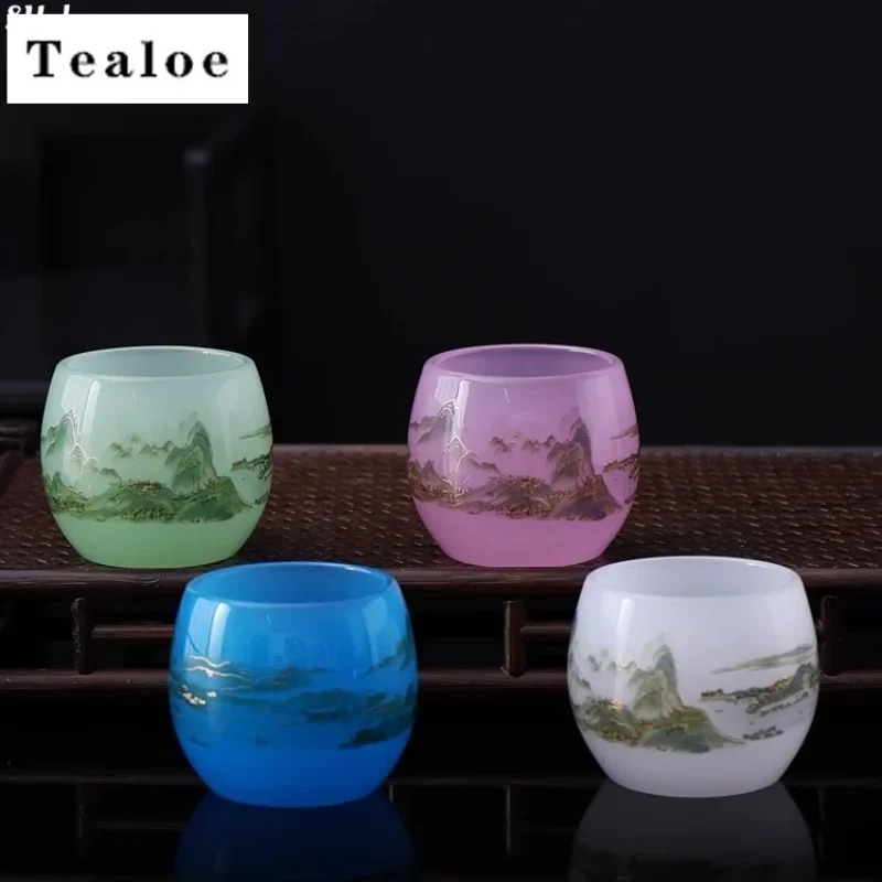 Нефритовая фарфоровая стеклянная чашка для чая Цяньли Цзяншань Чайная Резьба