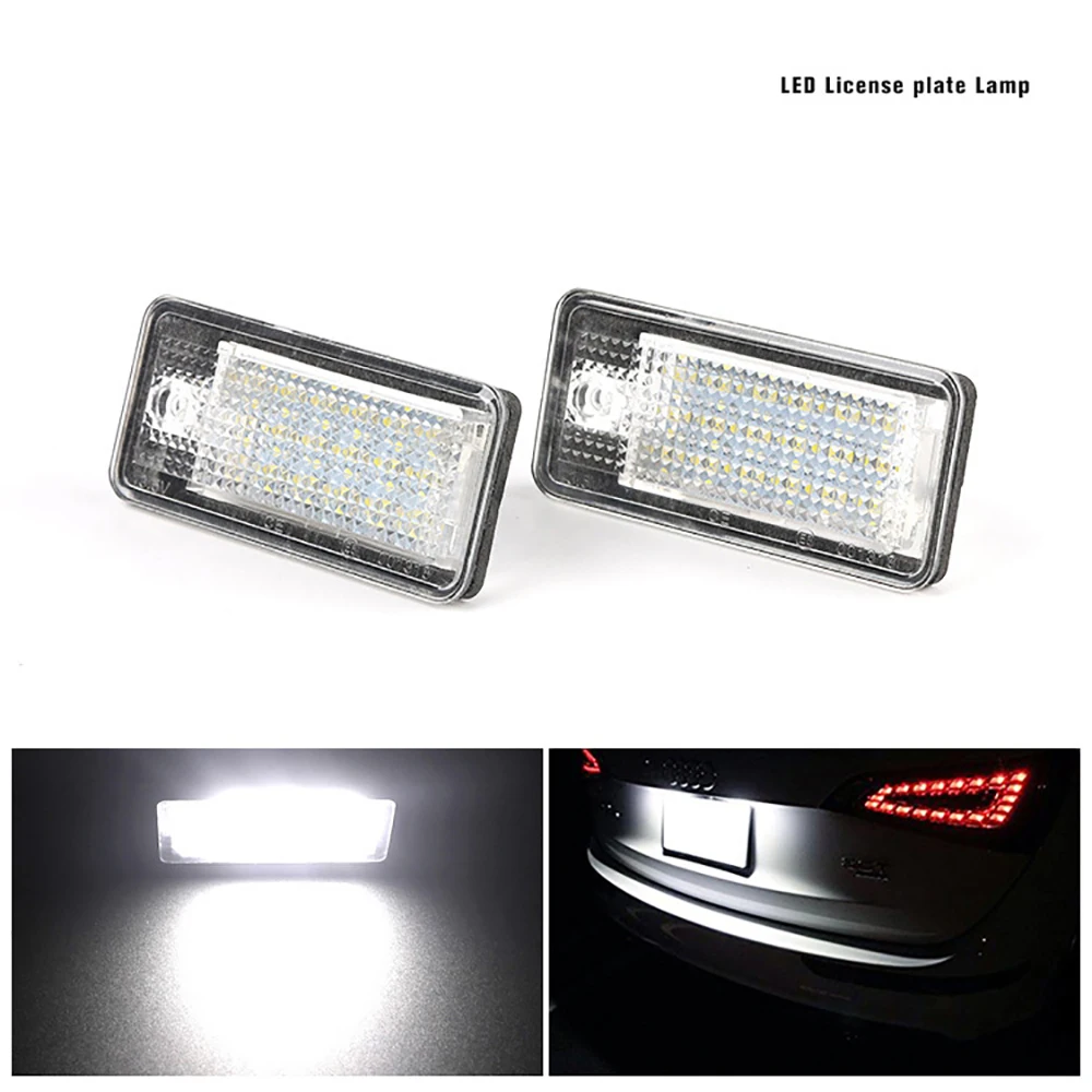 

2Pcs LED License Plate Lamp Number Plate Light For Audi A3 S3 8P Cabriolet A4 S4 B6 B7 A6 S6 C6 A8 S8 D3 Q7 4L RS4 RS6