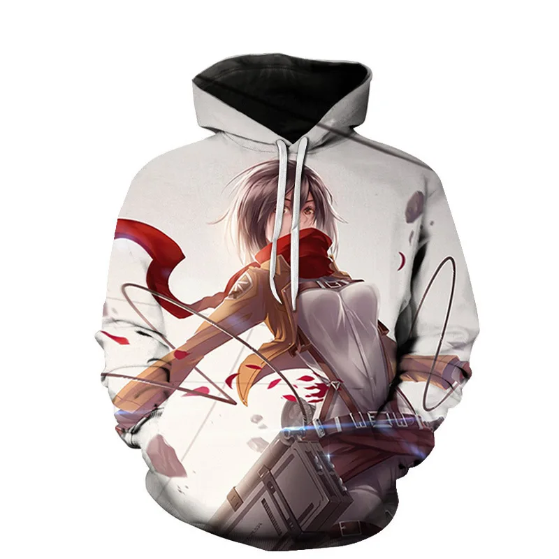 

2023 New Japanese Anime Attack on Titan Mikasa Hoodies 3D Printed Women's Sweatshirt Street Harajuku Unisex Cosplay Clothes tops
