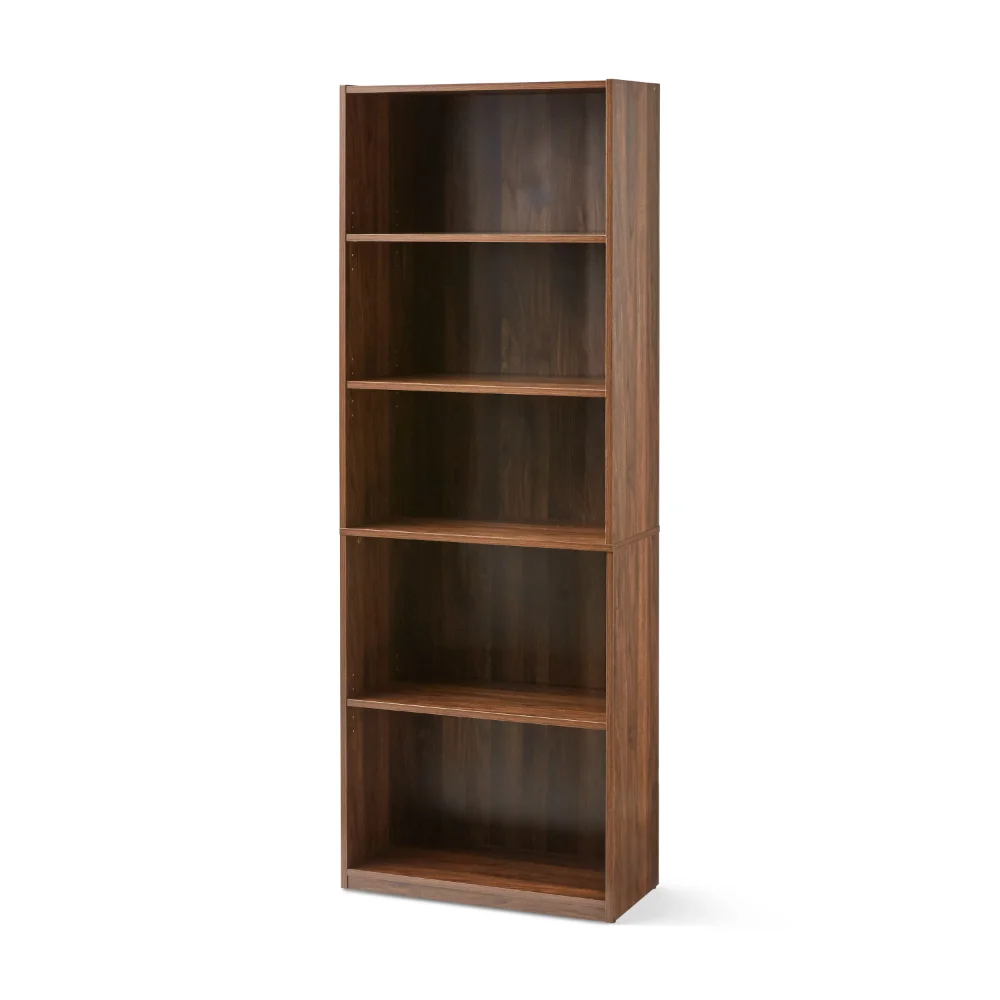 

5-Shelf Bookcase with Adjustable Shelves, Canyon Walnut book shelf furniture cube shelf bookshelves