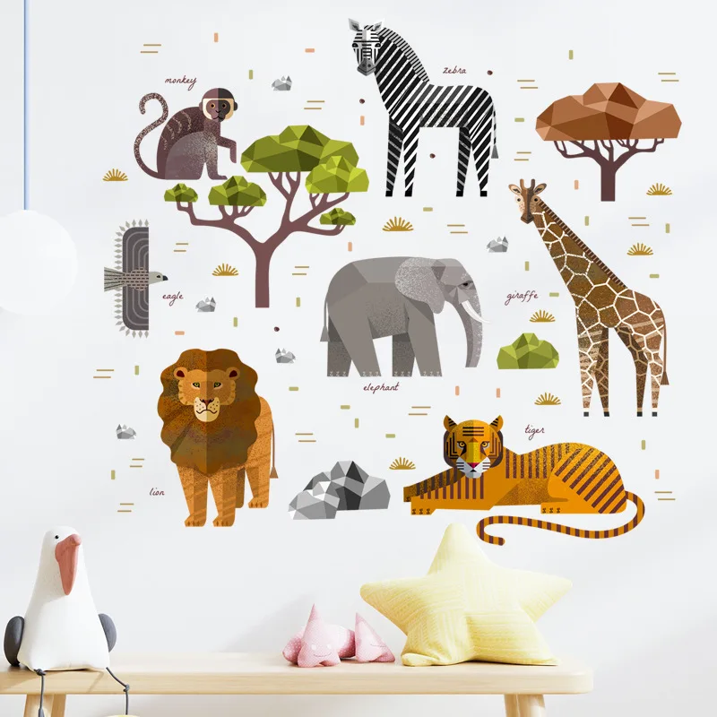 

Cute Cartoon DIY African Animal Tribal Children's Room Cartoon Stickers Removable Wall Stickers Kindergarten Decoration Stickers
