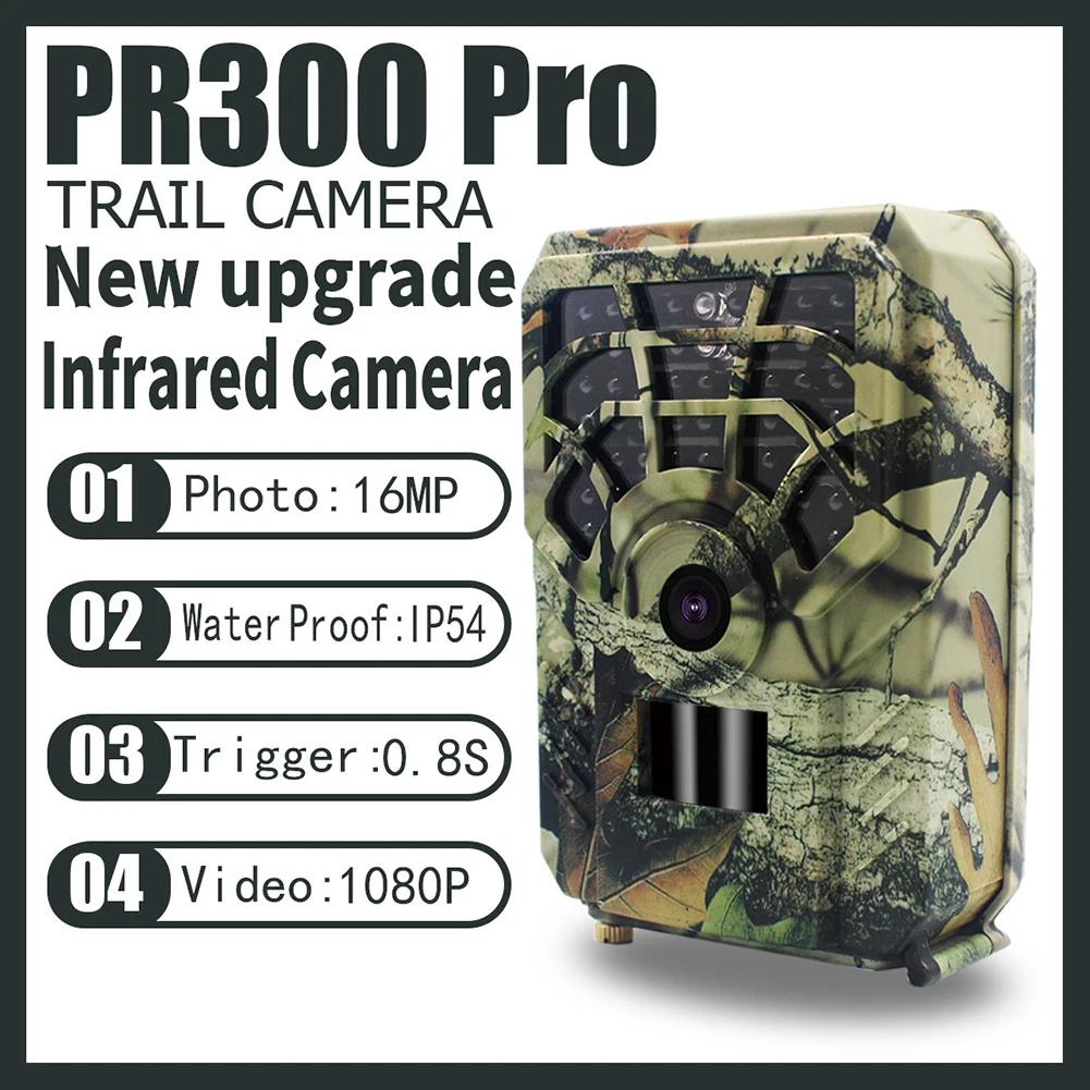 

PR300 Hunting Trail Camera 16MP IPX54 Waterproof Night Vision Motion Activated Outdoor Camera Trigger Wildlife Scouting охота