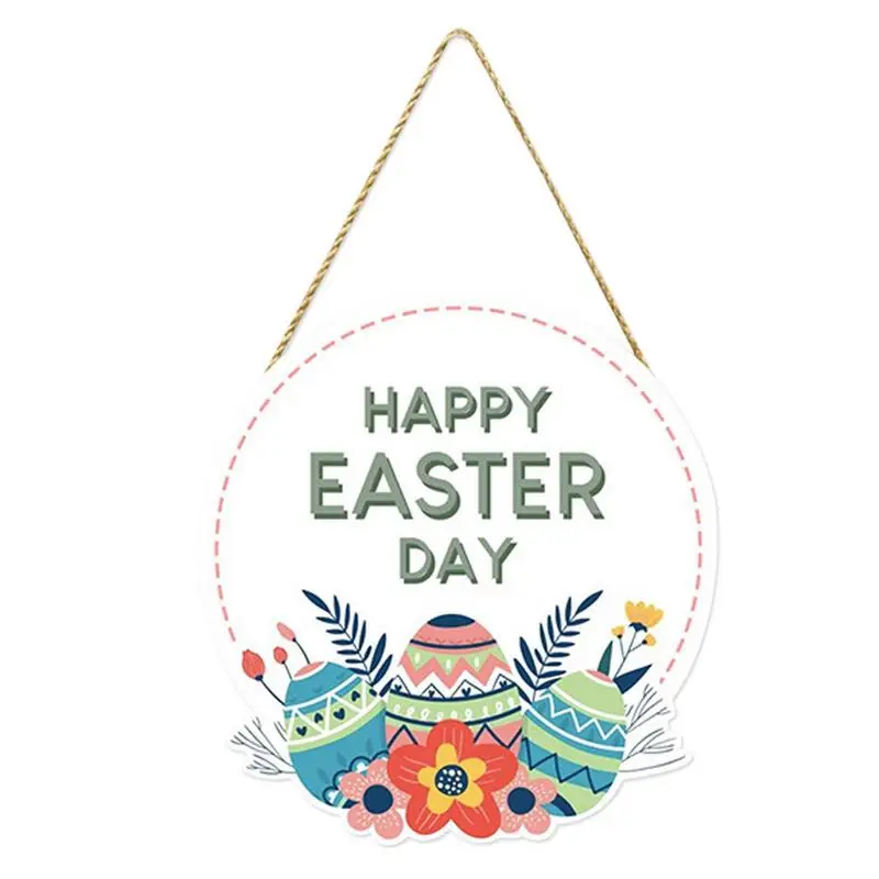 

Happy Easter Party Door Hanging Sign Wooden Easter Egg Flowers Plates For Home Decor Easter Wreath Wood Crafts Garden Ornaments