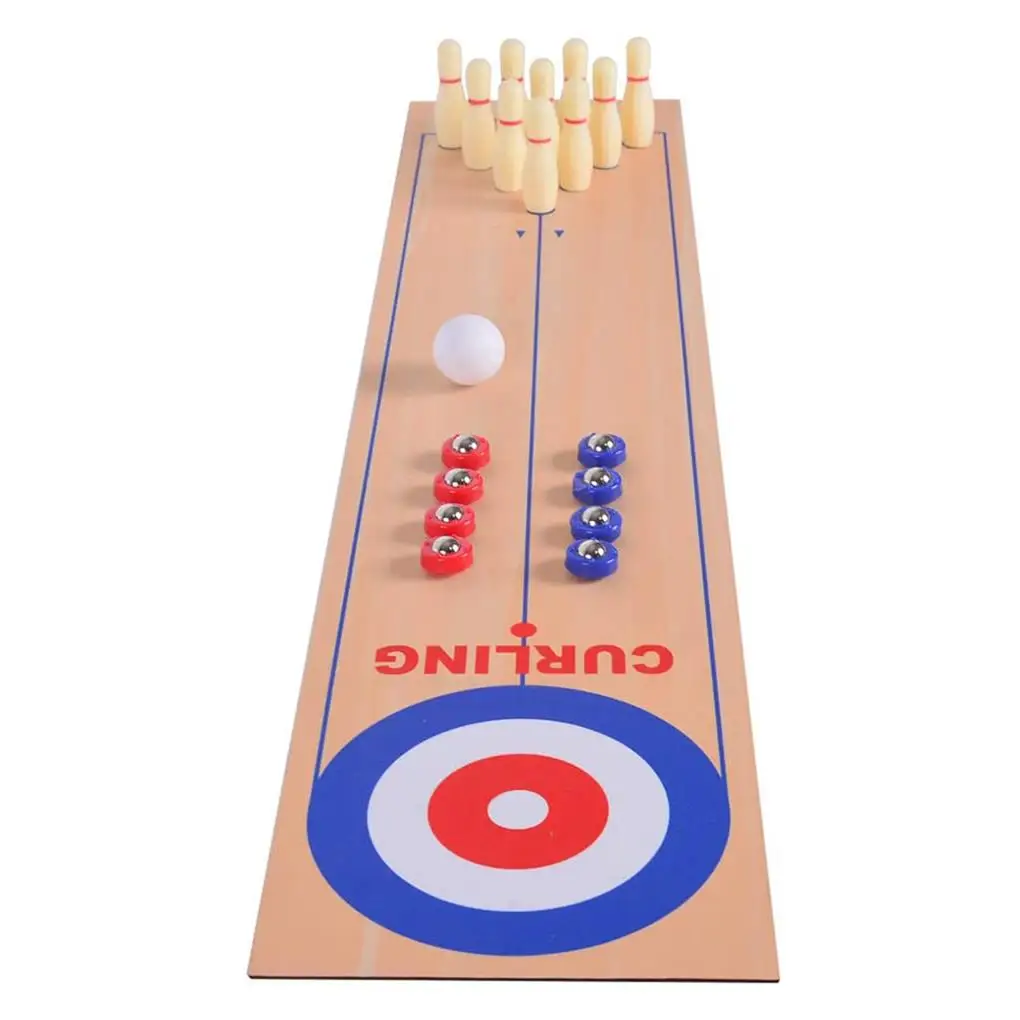 

3 in 1 Table Curling Game Bowling Shuffleboard Table Set Family Games for Home Party Gift For Children and Adults