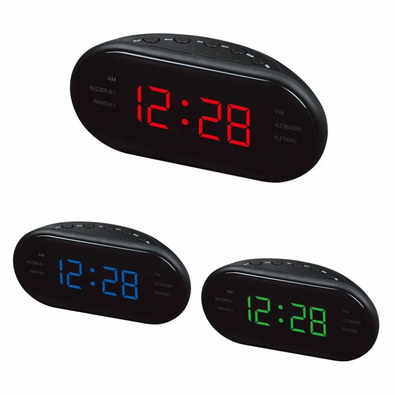 Radio Digital Am/fm Radio Red With Eu Plug Large Led Display Digital Radio Alarm Clock For Bedroom Bedside Desk