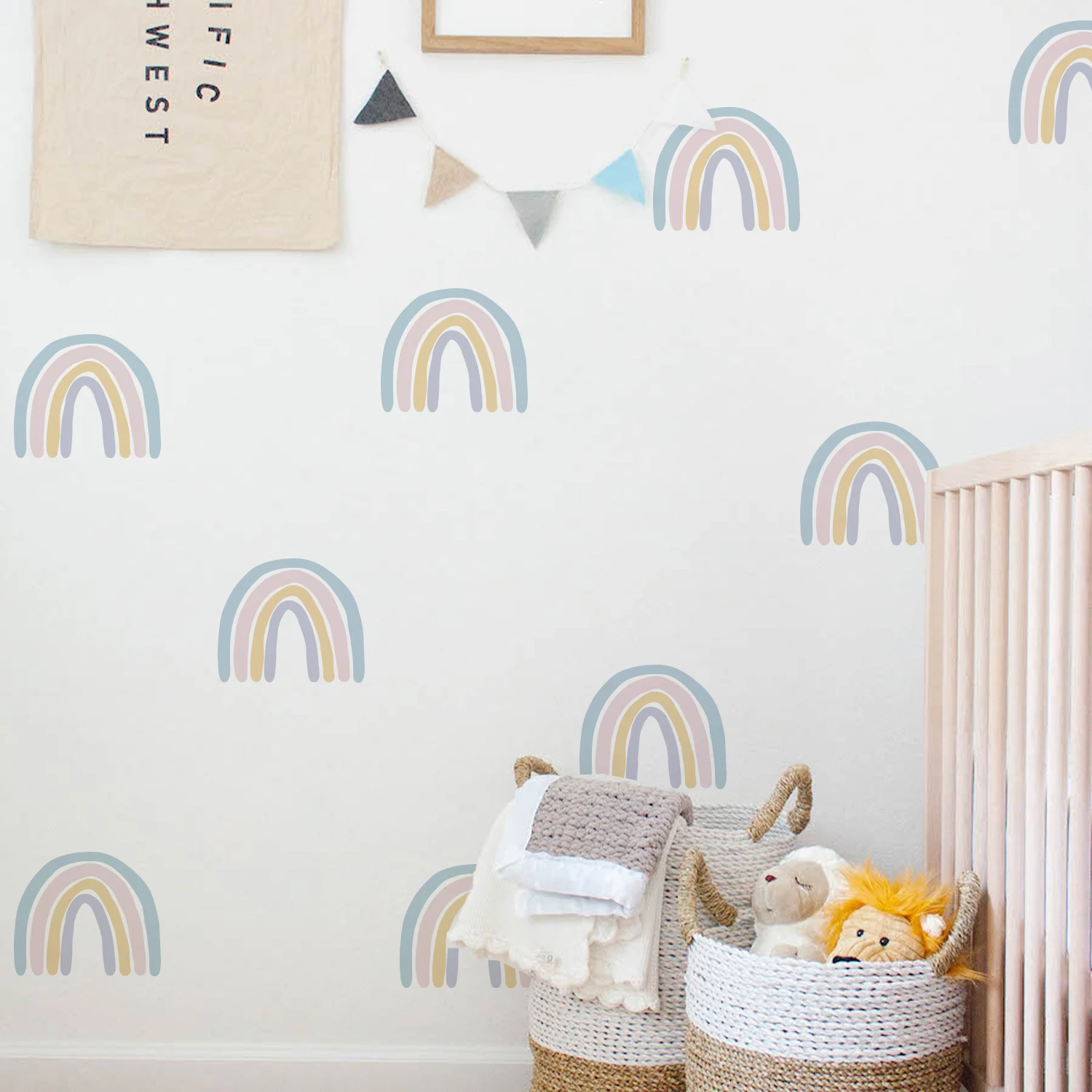 

Nursery Watercolor Rainbow Wall Decals Childrem Kids Room Living Room Modern Nursery Home Decoration Vinyl Decorative Stickers