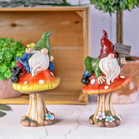 garden decoration resin elf lying mushroom sculpture lawn figurine statue patio welcome sign ornament craft gift decoration home