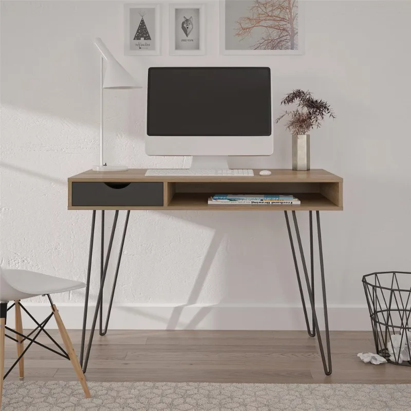 

Novogratz Concord Computer Desk with Storage, Natural/Black