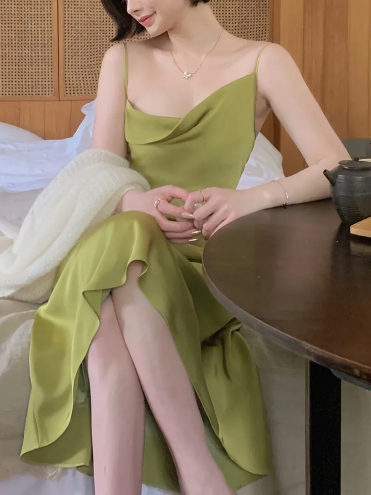 

New Women Sexy Elegant Party Slim Midi Dress Summer Female Spaghetti Strap Lady One Piece Clothes Vestidos