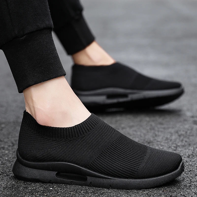 JIEMIAO High Quality Men's Casual Shoes Light Breathable Running Shoes Man Sneakers Slip-on Loafer Shoe Men Jogging Sport Shoes