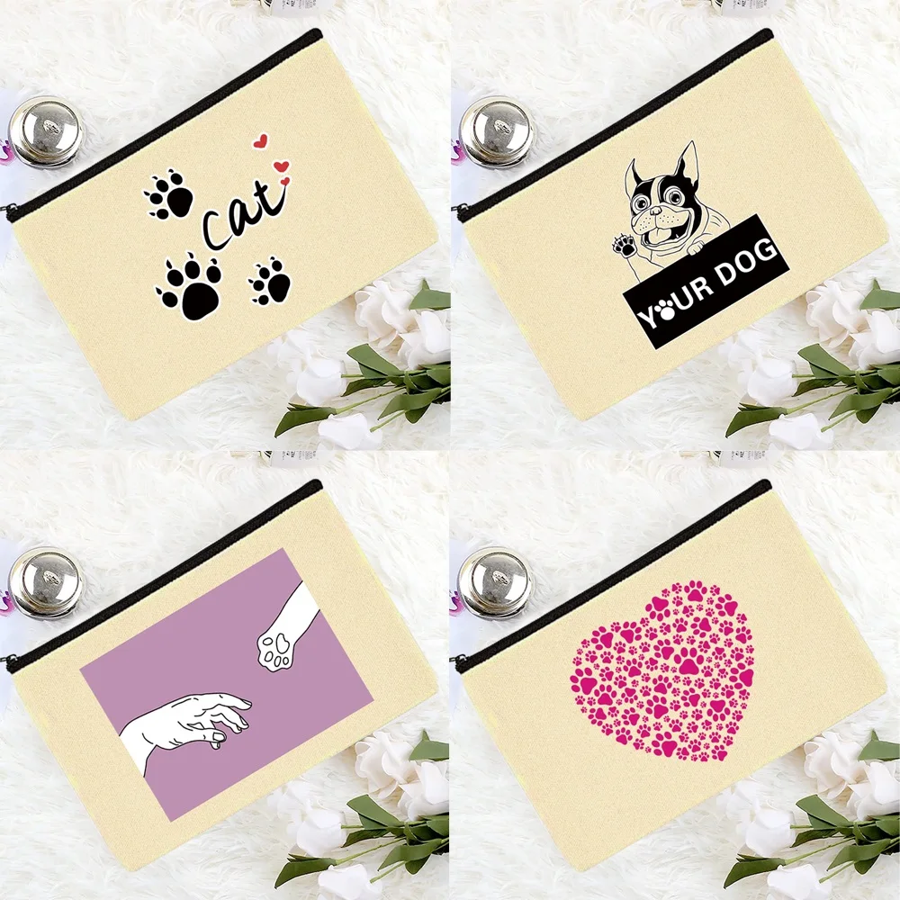 

Fashion Lady Cosmetic Bag Fun Footprint Pattern Printing Bridesmaid Dustproof Makeup Skin Care Products Travel Portable Handbags