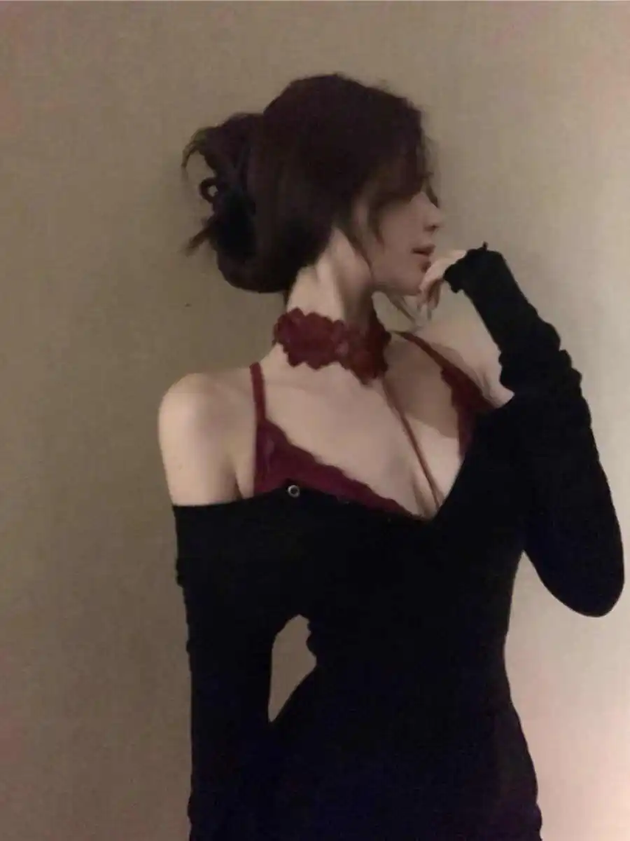 Sexy Lace Hanging Neck Sling Inner wear V-neck Corset Top Black Set Women Wine Red Pure Desire Base
