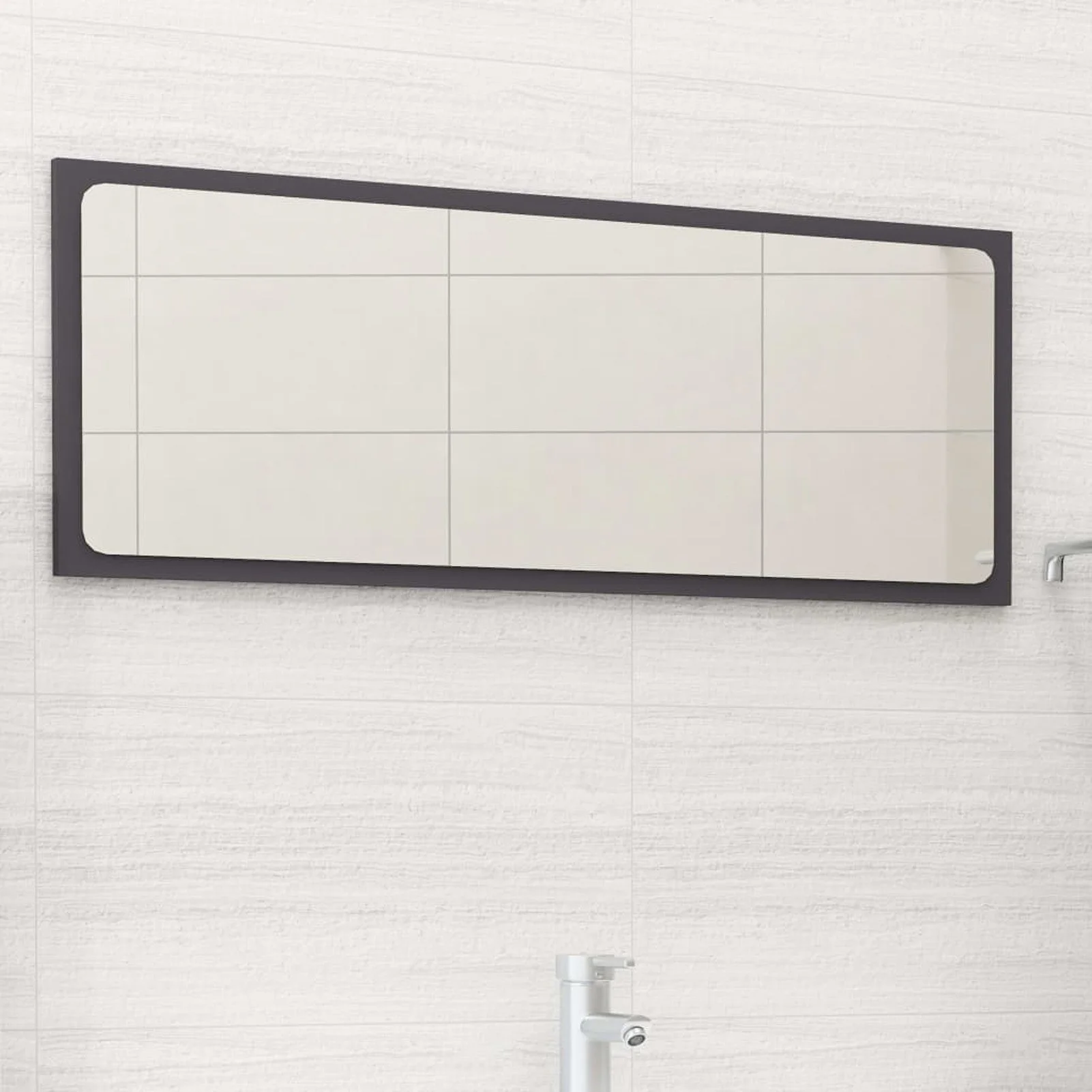 

Bathroom Mirror Gray 35.4"x0.6"x14.6" Chipboard
