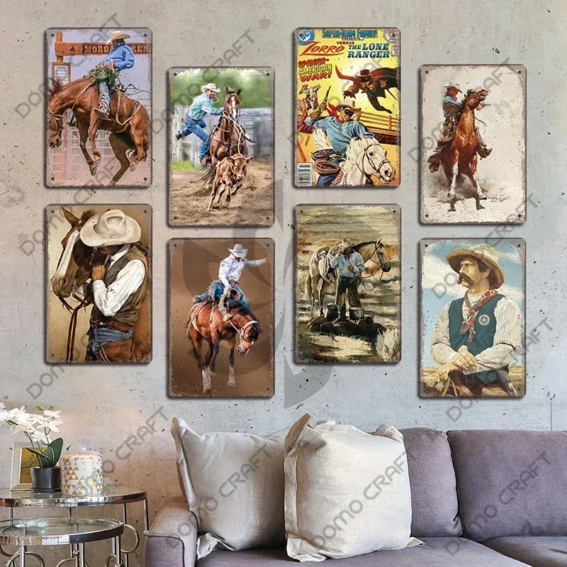 Винтажный постер в стиле вестерн ковбои металлические жестяные знаки одиночный