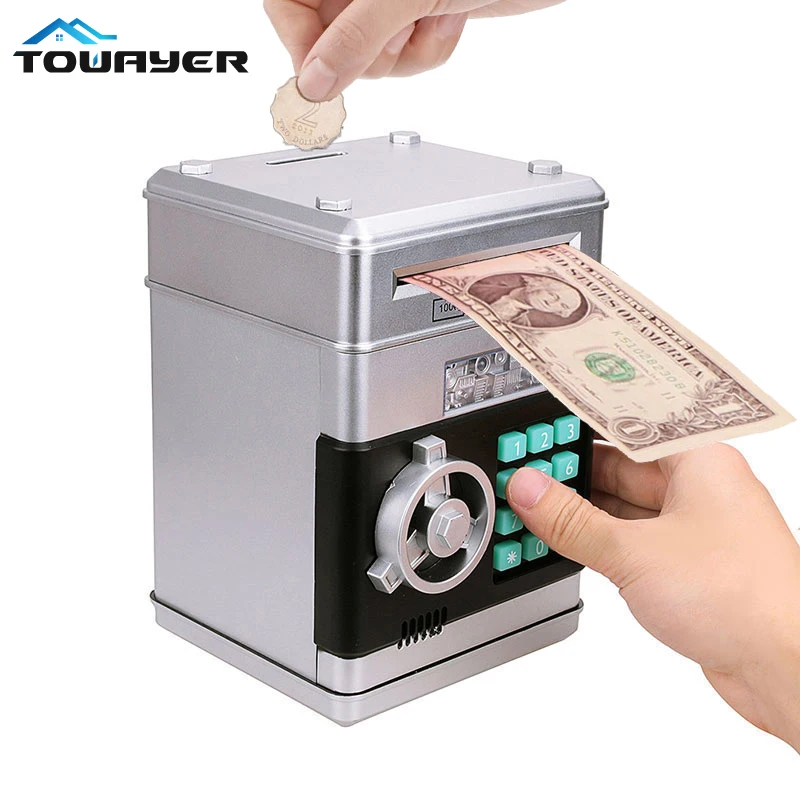 

Electronic Password Piggy Bank ATM Money Box Cash Coin Automatic Deposit Banknote Money Saving Machine ATM Bank Safe Box