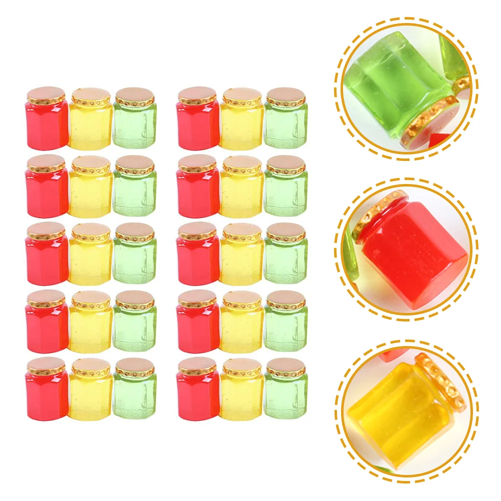 

30 Pcs Poppets Kids Resin Earring Charms Miniature Canning Jars Micro Landscape Decor 1 12 Scale Honey Jar Mini Jam Jars