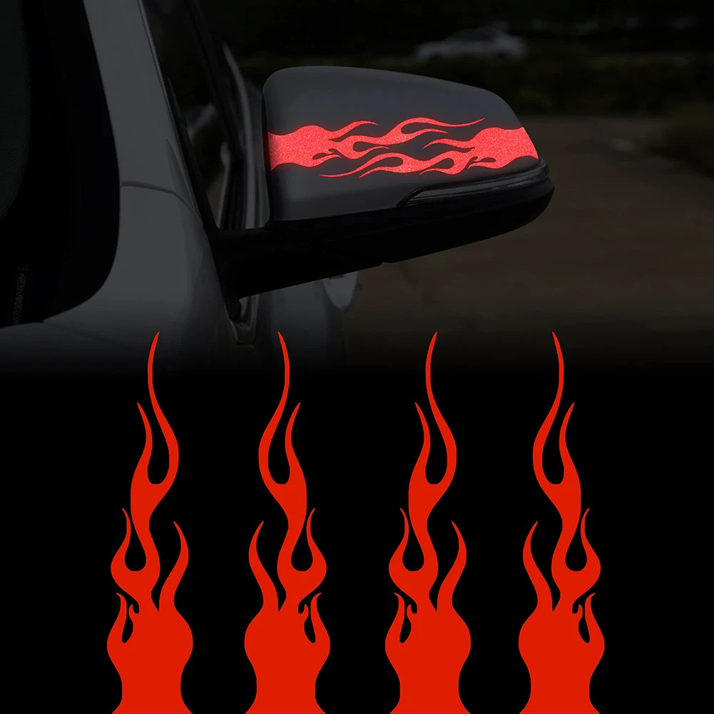 

4 Pcs Flame Reflective Sticker For Car Racing Laptop Skateboard Decal Creative Fashion Car Styling Stickers