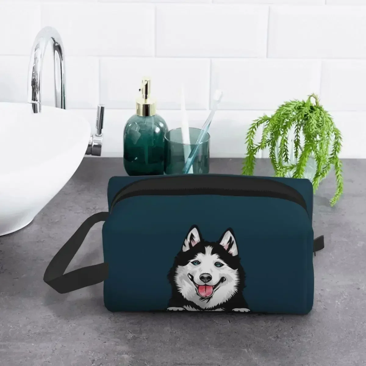 Дорожная сумка для туалетных принадлежностей сибирский хаски модная косметичка