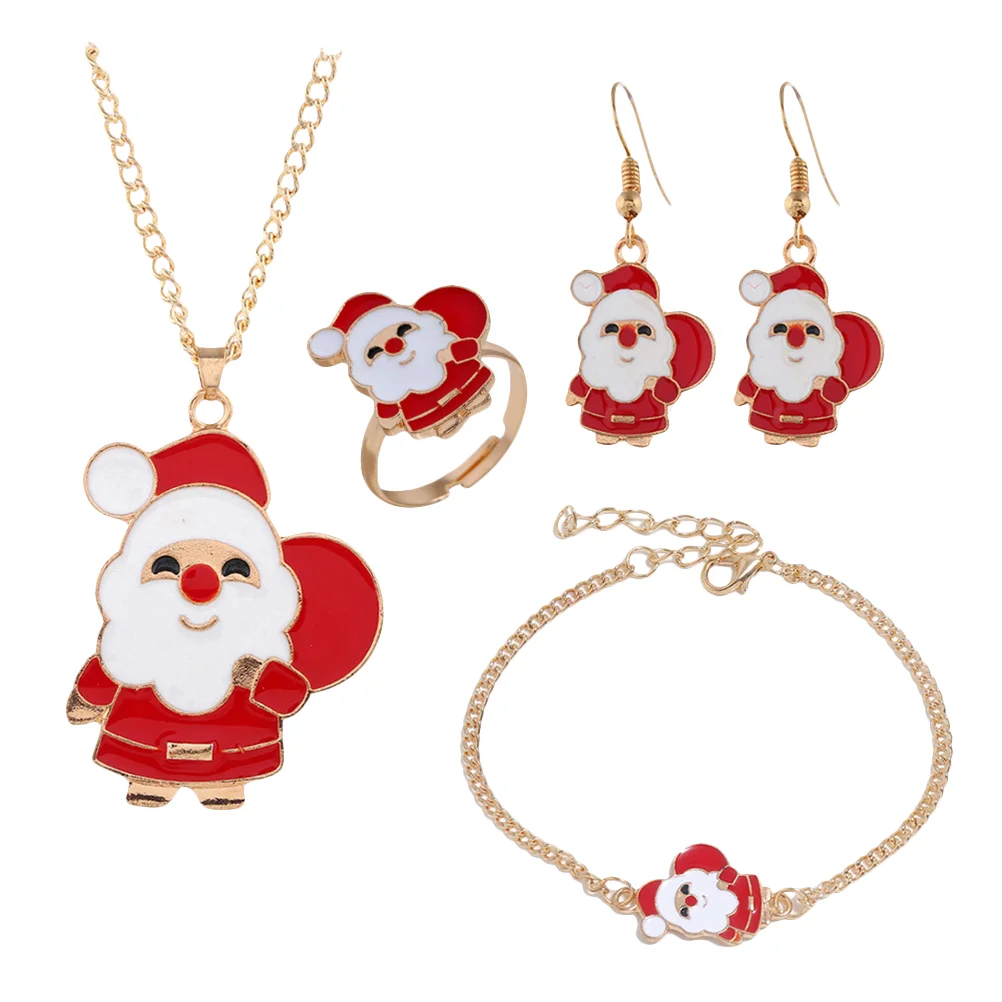 

1Set Christmas Suit Santa Decoration Neck Ring Necklace Earrings Bracelet for