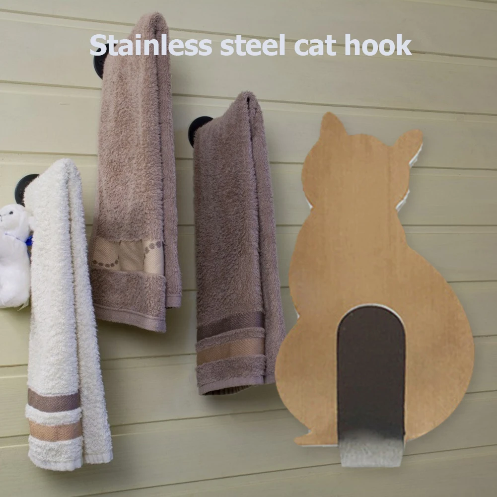 

Stainless Steel Door Hangers Wall Storage Hook Portable Organizer Cat Self Adhesive Wardrobe Multifunctional Rack