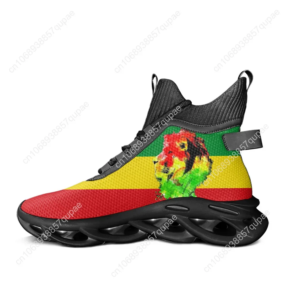 Фото Высокие кроссовки на плоской подошве Reggae Rastafari Rasta Lion Of Judah, мужские и женские подростковые туфли, повседневные легкие альпинистские кроссовки №2
