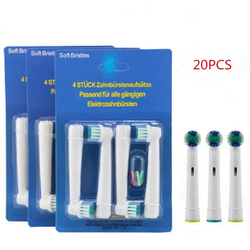

20 pcs Electric Toothbrush Heads SB-17A Replacement Soft-bristled POM 4 Colors For Oral B 3D