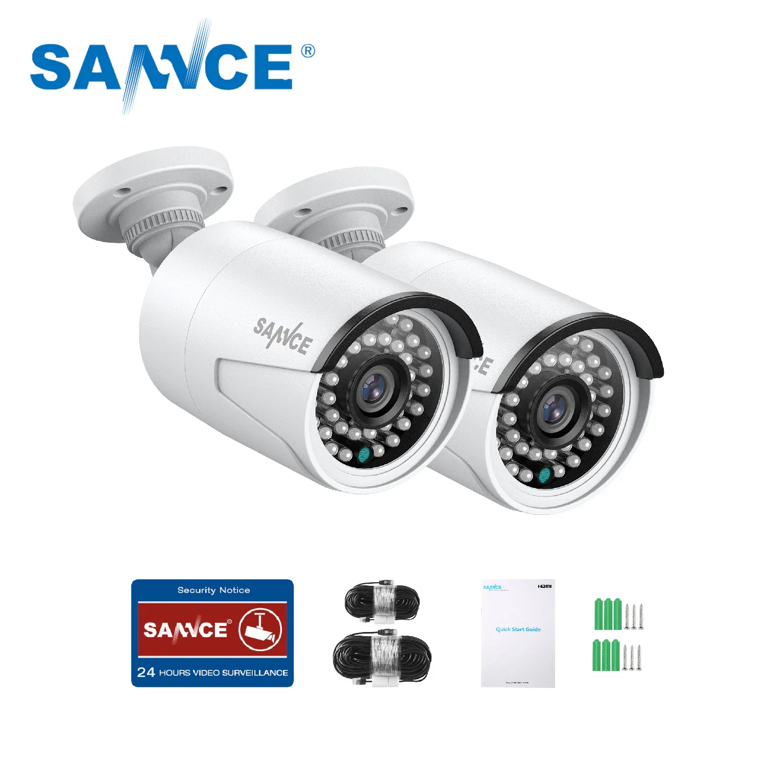 SANNCE 2PCS Ultra HD 2MP/5MP POE Camera OutdoorWeatherproof 