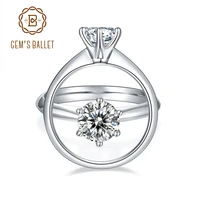 gems ballet 18k white gold plated moissanite ring 1ct 2ct 3ct round moissanite diamond solitaire engagement rings for women