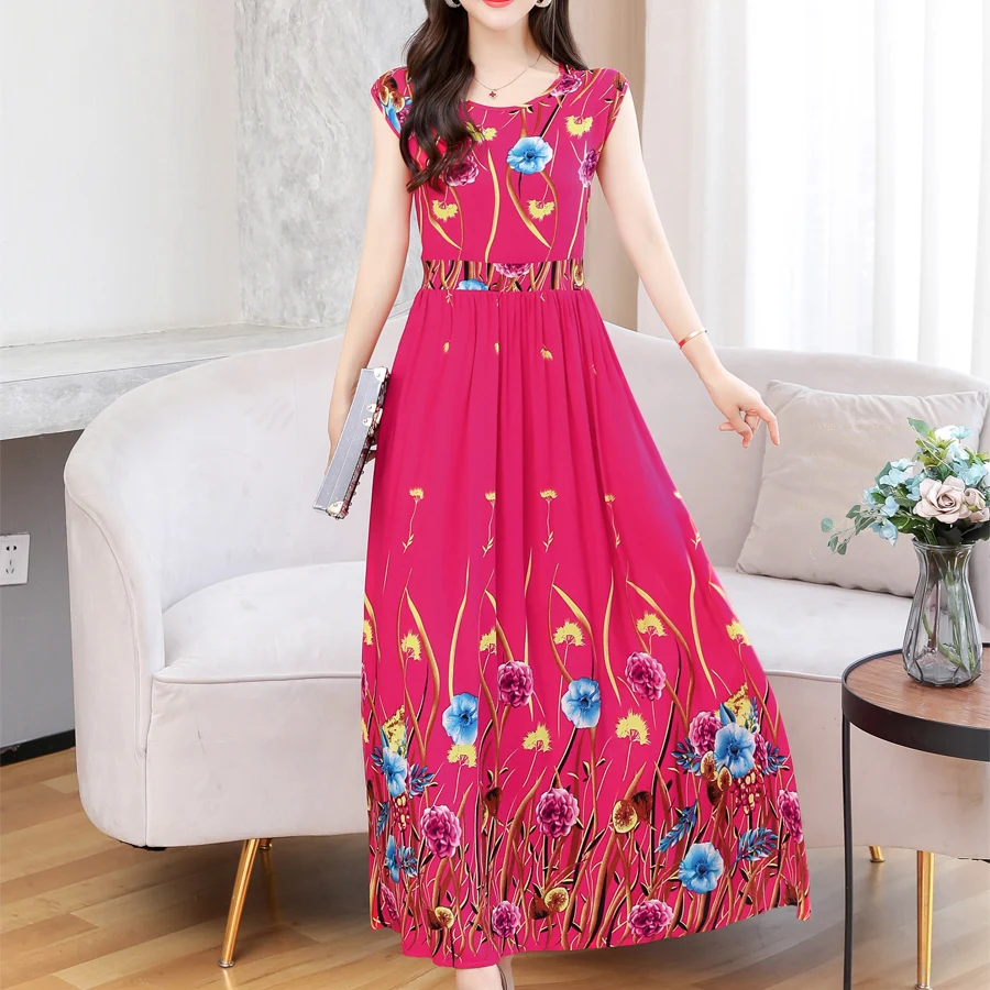 Новые женские повседневные летние винтажные платья с принтом и круглым вырезом