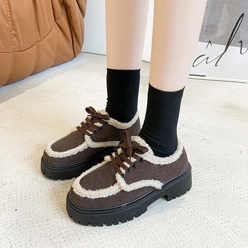 Autumn Winter Women's Shoes New Outdoor Non-slip Peas Shoes All-match Wear-resistant Loafers Woman Walking Shoes