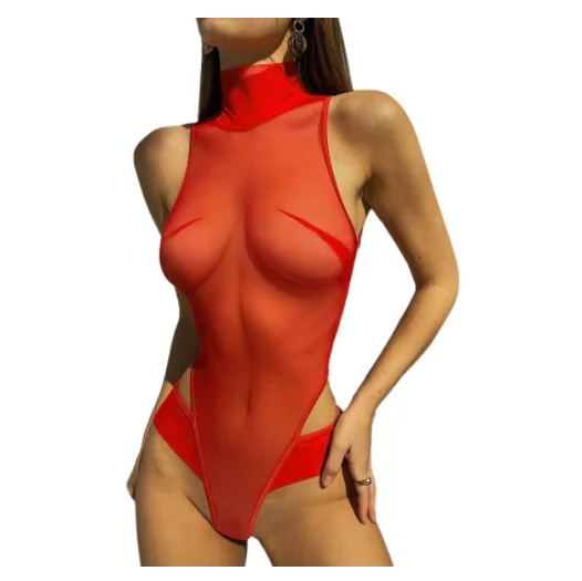 

2022NEW New Sexy Lingerie Club Body Mujer Bodysuit Hollow Out Off Shoulder Playsuits See Through Women Mesh Romper One Piece