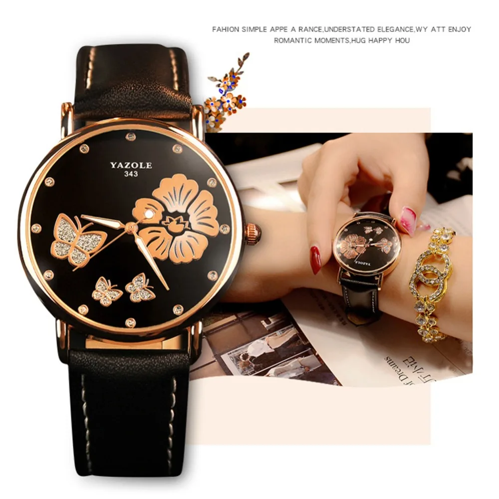 

Korean Style Sweet Flower Butterfly Women Quartz Watch Fashion Girls Students Wristwatches
