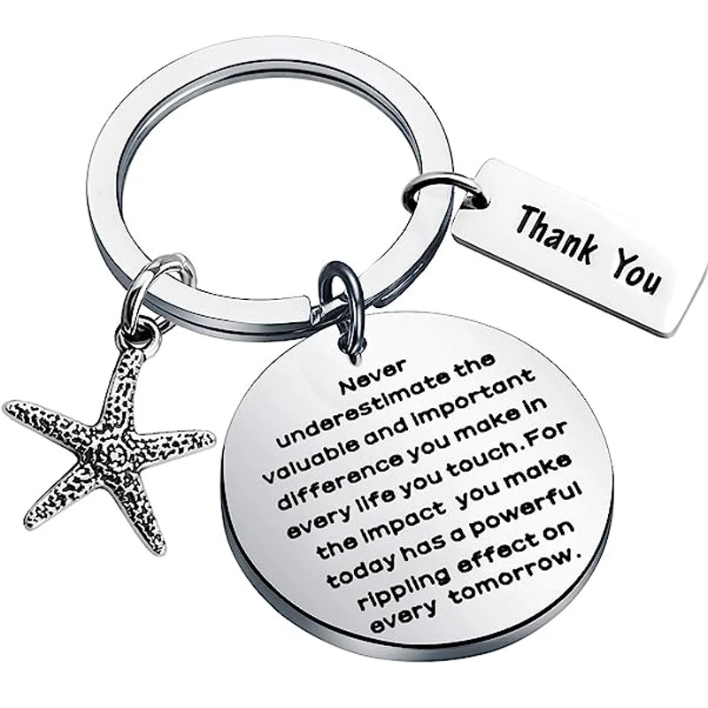 

Starfish Keychain Keyring Appreciation Gift for Workers Social Worker Thank You Gift Volunteers Jewelry