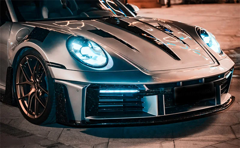 Для Порше 911 992 в стиле Mi комплект из сухого углеродного волокна для переднего