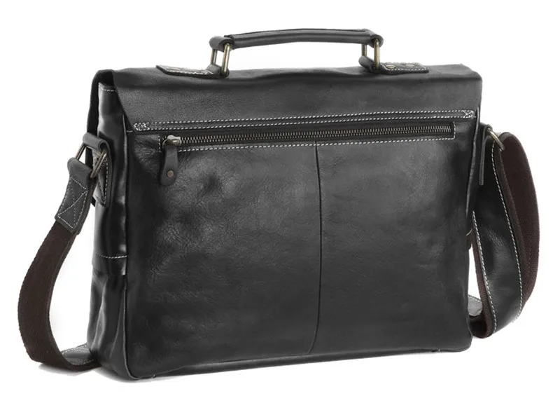 Fashion casual luxury genuine leather men's messenger bag business travel designer high quality real cowhide work black handbag