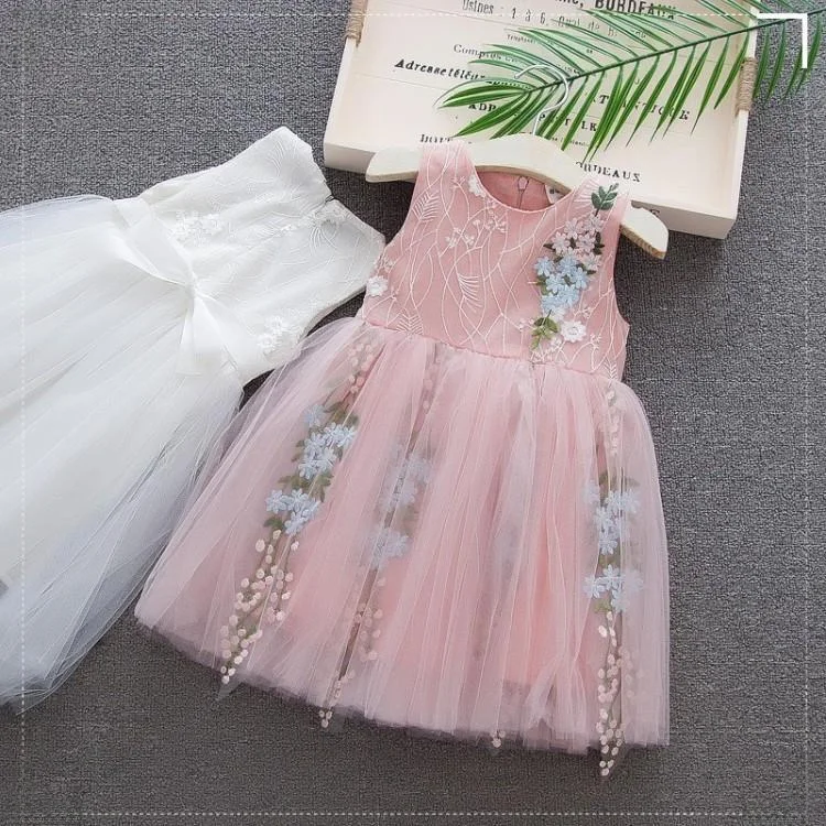 Детское летнее платье с сеткой для девочек 4-8 лет