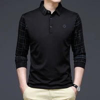 new fashion solid polo shirt men long sleeve business tops casual fit slim man polo shirt button collar tops m 3xl