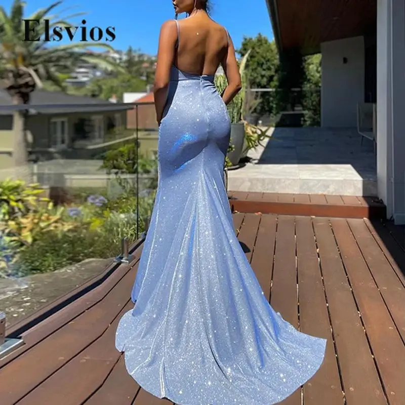 

Женское элегантное блестящее вечернее платье макси, сексуальное длинное драпированное платье без рукавов и с открытой спиной на бретельках