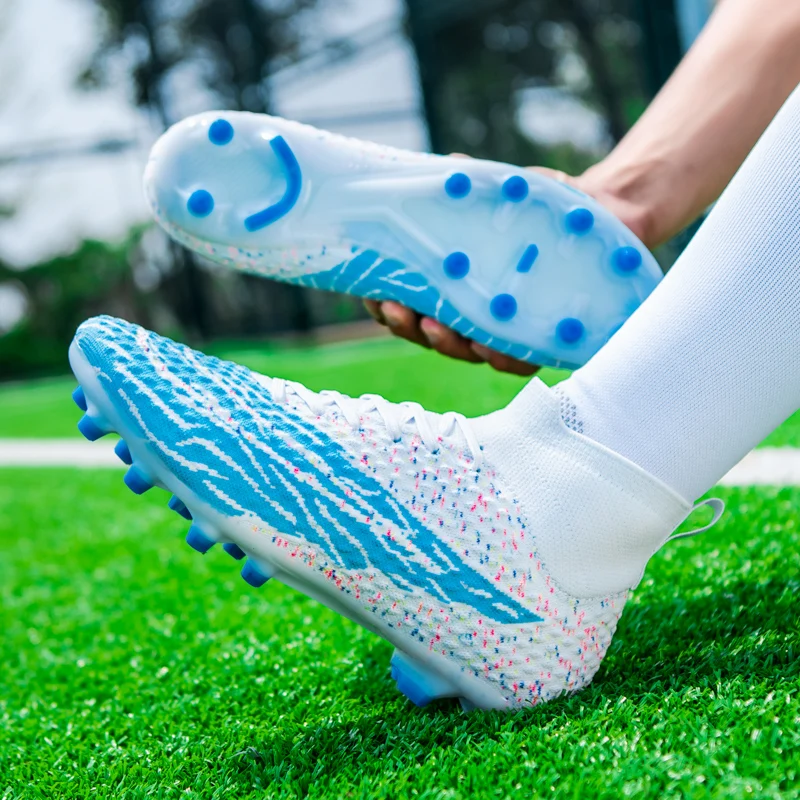 R.xjian High Ankle Soccer Shoes Men 32-46 Large Size TF/FG  Outdoors Training Football Boots Non-slip Indoor Cleats Kids