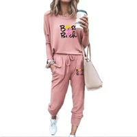 spring fashion women clothes set autumn round neck tops and pants suits casual long sleeve sport outdoor two piece outfits